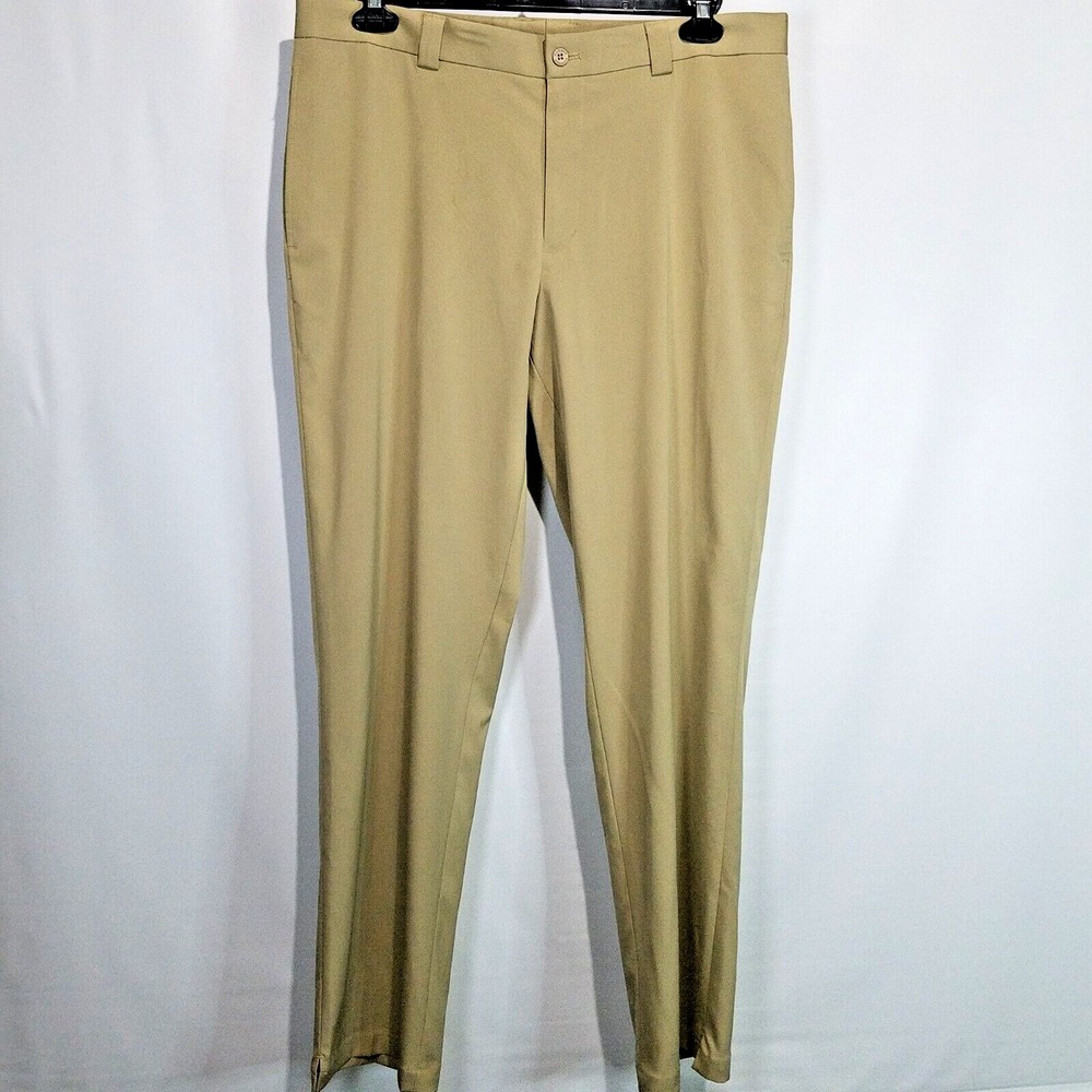Slazenger Golf Regular Fit Pants Men 36x32 Khaki Poly Spandex Flat Front